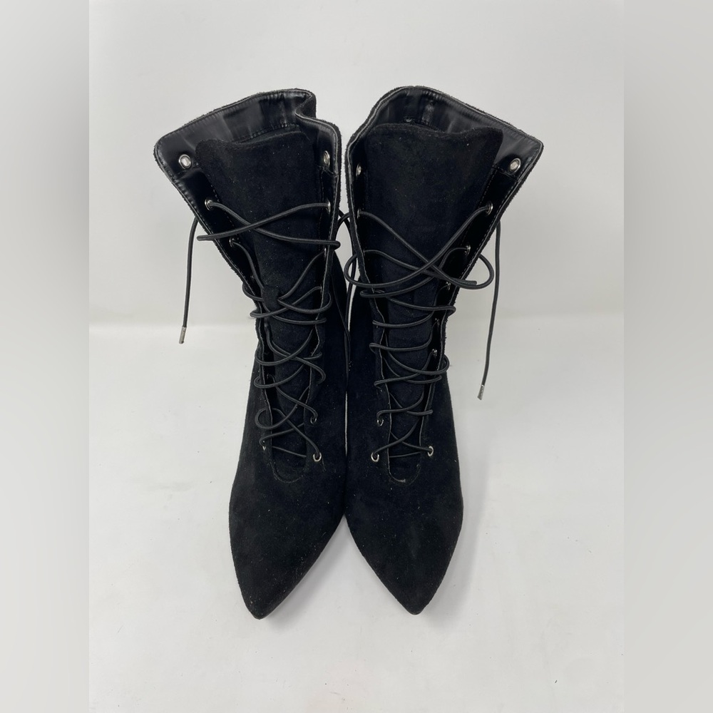 Cape Robbin Black Heels Women Lace Up Boots Suede Size 10 - Picture 3 of 8